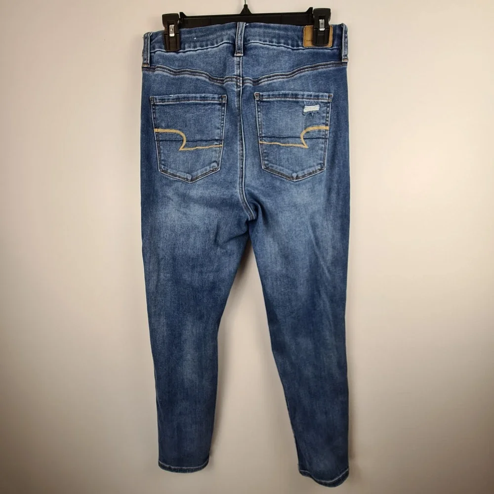 American‎ Eagle Curvy Super Hi-Rise Jegging 10 X-Short Distressed Blue Jeans